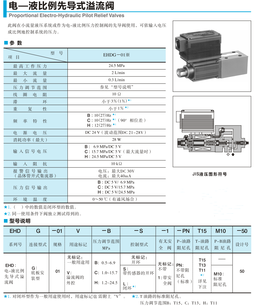 EHDG-01系列油研電一液比例先導(dǎo)式溢流閥